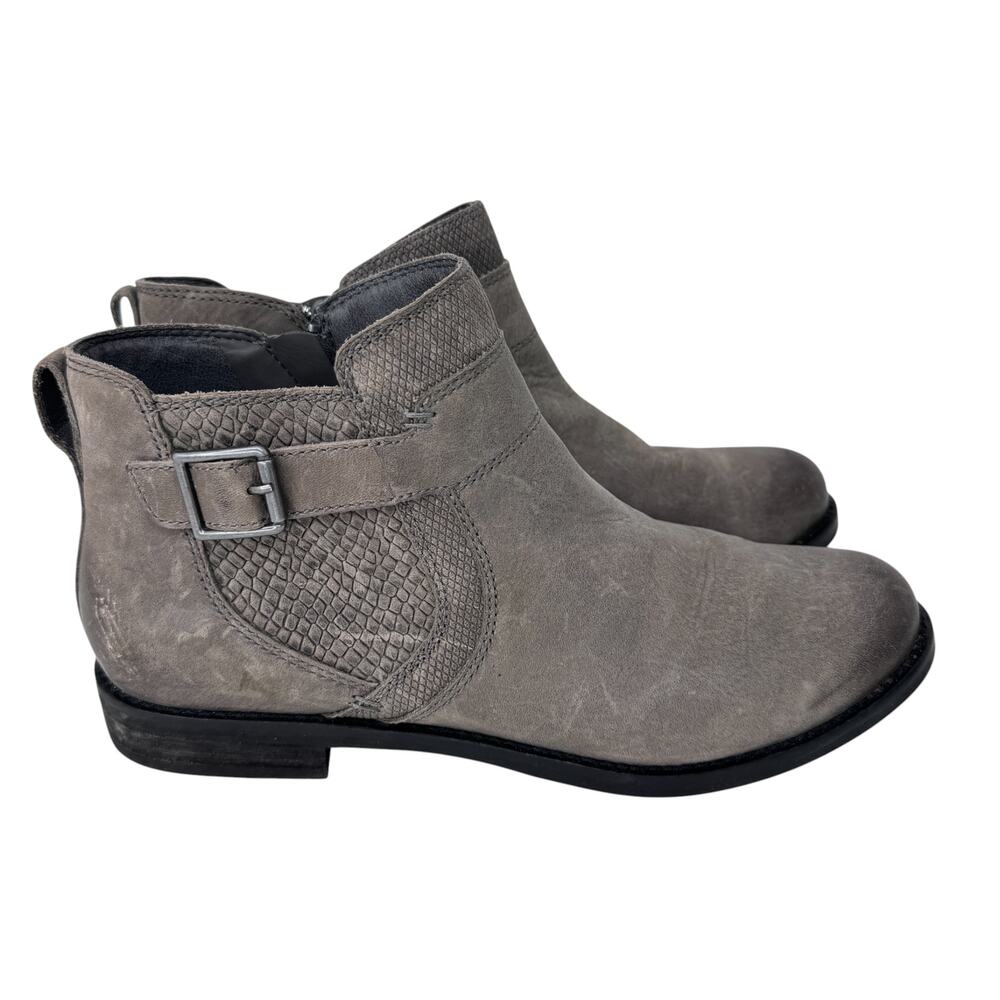 Abeo Yana BIO System Ankle Boots Womens 10N Gray Upper Leather Side Zip AY0256